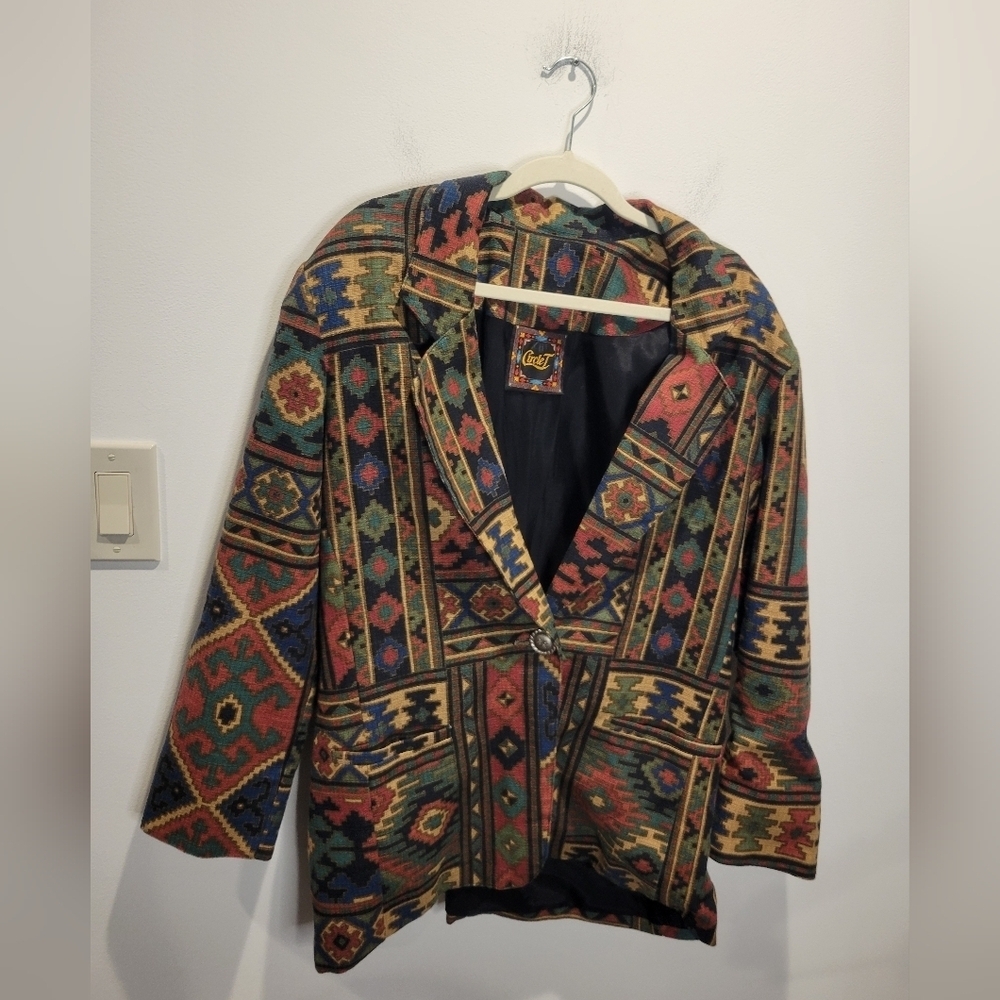 Vintage Circle T Womens 2x Southwestern Aztec Blazer Jacket